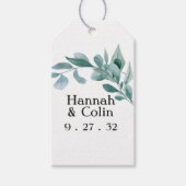 Eukalyptus Greenery Rahmen Grün Blau Weiß Geschenkanhänger (Vorderseite)