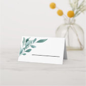 Eukalyptus Greenery Rahmen Grün Blau Weiß Platzkarte (Vorderseite)