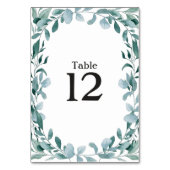 Eukalyptus Greenery Rahmen Grün Blau Weiß Tischnummer (Rückseite)