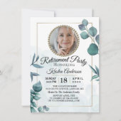 Eukalyptus Greenery Rentirement Party Einladung (Vorderseite)
