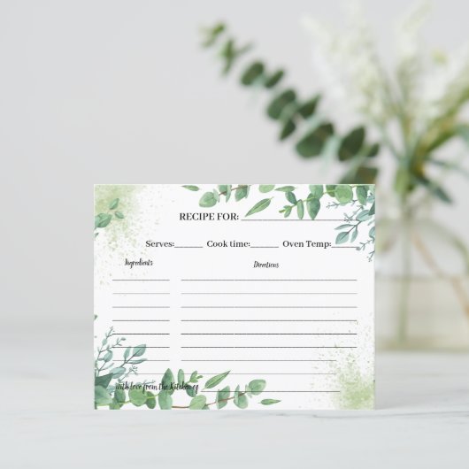 Eukalyptus Greenery Rezpe Card Brautparty (Stehend Vorderseite)