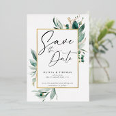 Eukalyptus Greenery Romantischer Hochzeitstag Rett Folieneinladung (Stehend vorne)