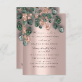 Eukalyptus Greenery Rose Erstkommunion Einladung (Vorne/Hinten)