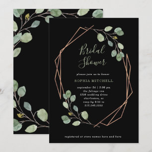 Eukalyptus Greenery Rose Gold Geo Brautparty Einladung