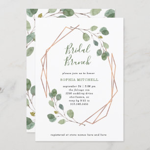 Eukalyptus Greenery   Rose Gold Geo Bridal Brunch Einladung