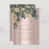 Eukalyptus Greenery Rose Gold Glitzer Foils Einladung (Vorne/Hinten)