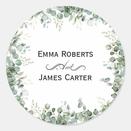Eukalyptus Greenery Round Sticker (Vorderseite)