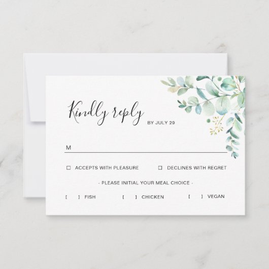 Eukalyptus Greenery Rsvp Card Karte (Vorderseite)