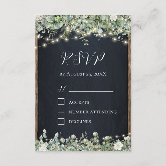 Eukalyptus Greenery RSVP Card | rustikal Begleitkarte (Vorderseite)