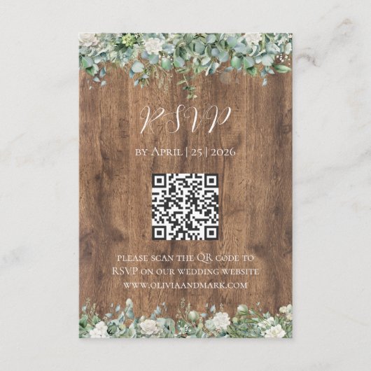 Eukalyptus Greenery RSVP Card | rustikal Begleitkarte (Vorderseite)