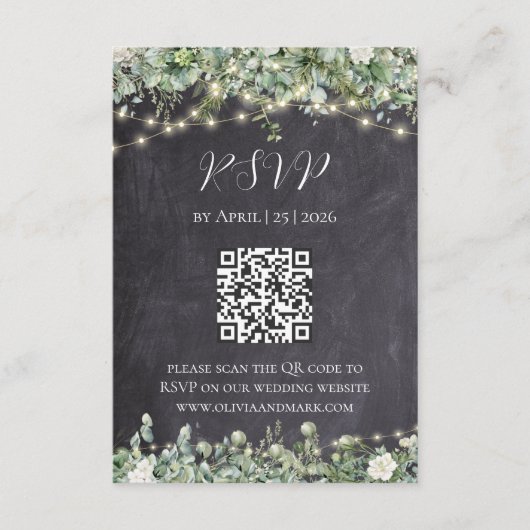 Eukalyptus Greenery RSVP Card | rustikal Begleitkarte (Vorderseite)