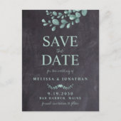 Eukalyptus Greenery Rustic Chalkboard The Da Rett Ankündigungspostkarte (Vorderseite)