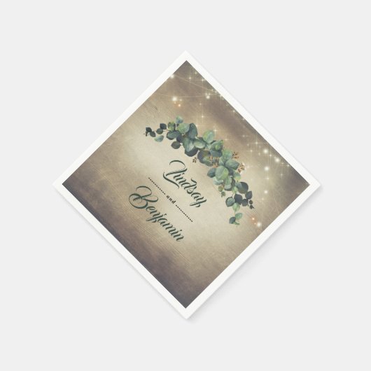Eukalyptus Greenery Rustic Country Wedding Serviette (Ecke)