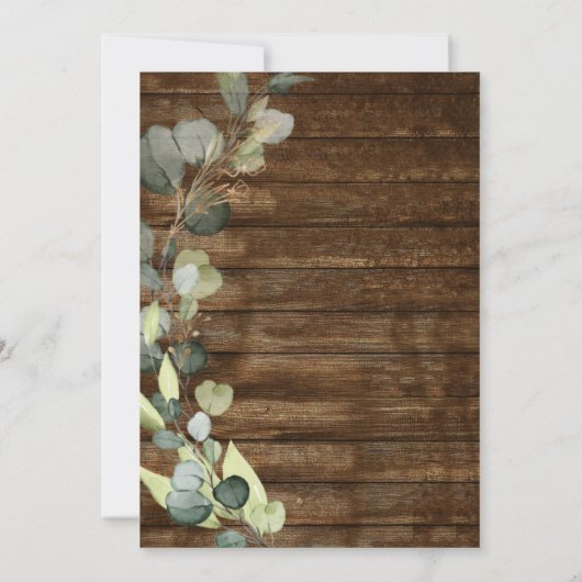 Eukalyptus Greenery Rustic Country Wood Wedding Einladung (Rückseite)