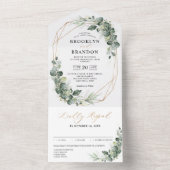 Eukalyptus Greenery Rustic Geometric Wedding All In One Einladung (Innen Boden)