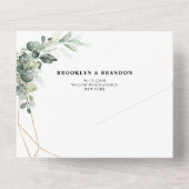 Eukalyptus Greenery Rustic Geometric Wedding All In One Einladung (Rückseite)