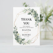 Eukalyptus Greenery Rustic Geometric Wedding Dankeskarte (Stehend Vorderseite)