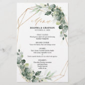 Eukalyptus Greenery Rustic Geometric Wedding Menu (Vorderseite)