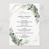 Eukalyptus Greenery Rustic Geometric Wedding Menu Menükarte (Vorderseite)