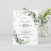 Eukalyptus Greenery Rustic Geometric Wedding Menu Menükarte (Stehend Vorderseite)