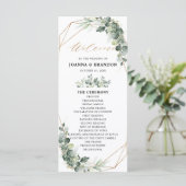 Eukalyptus Greenery Rustic Geometric Wedding Programm (Stehend Vorderseite)