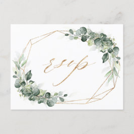 Eukalyptus Greenery Rustic Geometric Wedding RSVP Postkarte