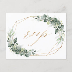 Eukalyptus Greenery Rustic Geometric Wedding RSVP Postkarte