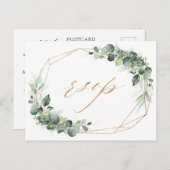 Eukalyptus Greenery Rustic Geometric Wedding RSVP Postkarte (Vorne/Hinten)