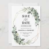 Eukalyptus Greenery Rustic Geometric Wedding Save The Date (Vorderseite)