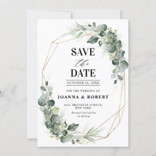 Eukalyptus Greenery Rustic Geometric Wedding Save The Date