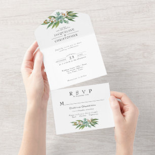 Eukalyptus Greenery Rustic Wedding All In One Einladung