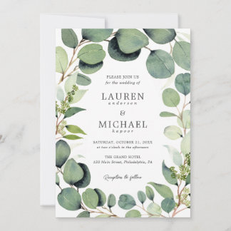 Eukalyptus Greenery Rustic Wedding Einladung
