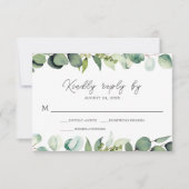 Eukalyptus Greenery Rustic Wedding RSVP Karte (Vorderseite)