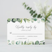Eukalyptus Greenery Rustic Wedding RSVP Karte (Stehend Vorderseite)