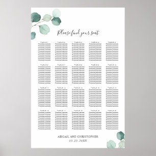 Eukalyptus Greenery Rustic Wedding Seating Chart Poster