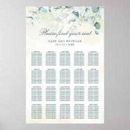 Eukalyptus Greenery Rustic Wedding Seating Chart Poster