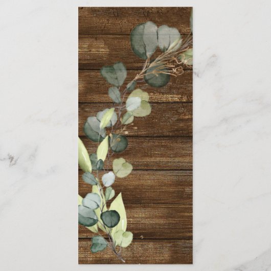 Eukalyptus Greenery Rustic Wood Country Menükarte (Rückseite)