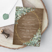 Eukalyptus Greenery Rustic Wood Geometric Wedding Einladung