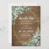 Eukalyptus Greenery Rustic Wood Geometric Wedding Save The Date (Vorderseite)
