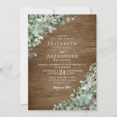 Eukalyptus Greenery Rustic Wood QR Code Wedding Einladung (Vorderseite)