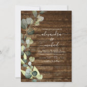 Eukalyptus Greenery Rustic Wood Wedding Einladung (Vorderseite)