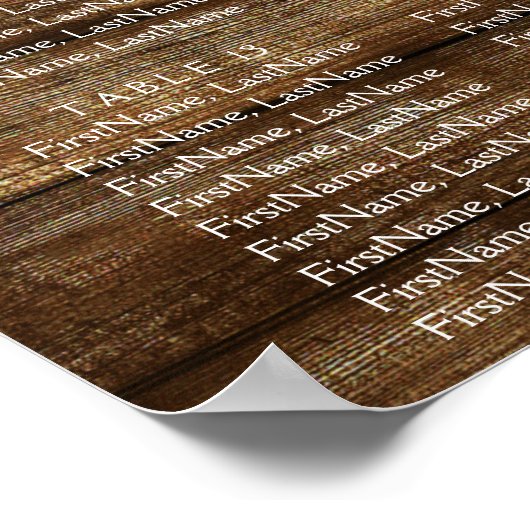 Eukalyptus Greenery Rustic Wood Wedding Seating Poster (Ecke)