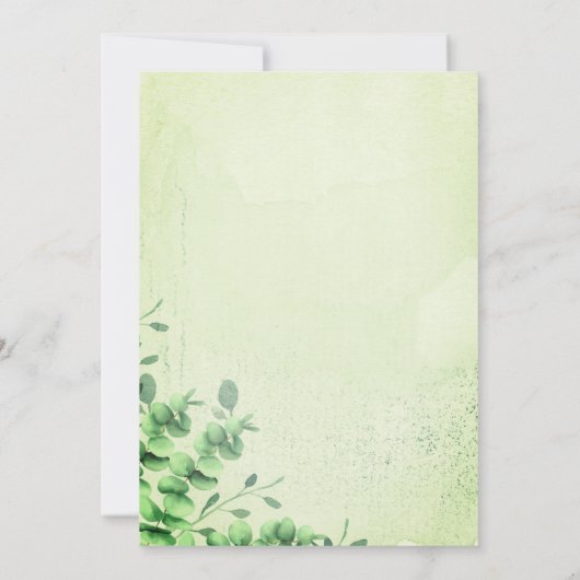 Eukalyptus Greenery Rustikale Probe Abendessen Einladung (Rückseite)