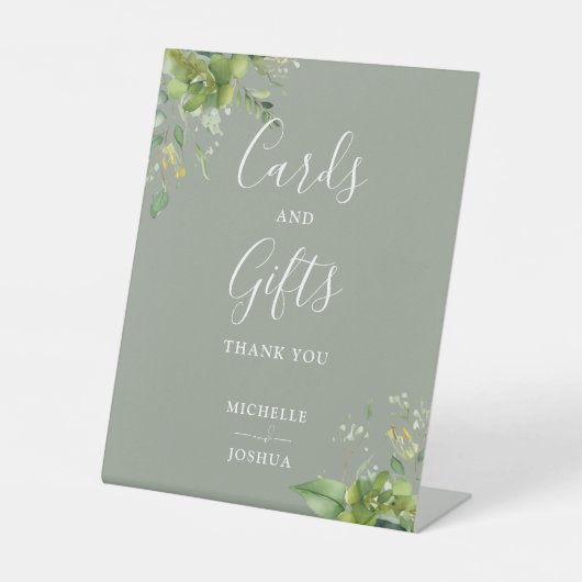 Eukalyptus Greenery Sage Green Cards und Geschenke Sockelschild (Vorderseite)