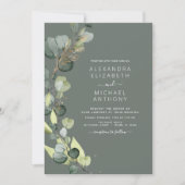 Eukalyptus Greenery Sage Green Elegante Hochzeit Einladung (Vorderseite)
