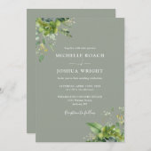 Eukalyptus Greenery Sage Green Monogram Wedding Einladung (Vorne/Hinten)