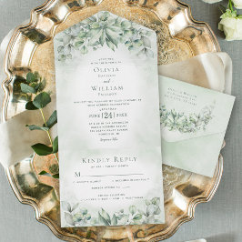 Eukalyptus Greenery Sage Green Wedding All In One Einladung