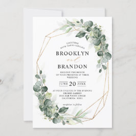 Eukalyptus Greenery Sage Rustic Geometric Wedding Einladung
