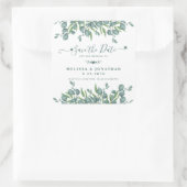 Eukalyptus Greenery Sage Wedding rettet das Datum Quadratischer Aufkleber (Tasche)