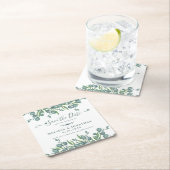 Eukalyptus Greenery Sage Wedding rettet das Datum Rechteckiger Pappuntersetzer (Vor Ort)